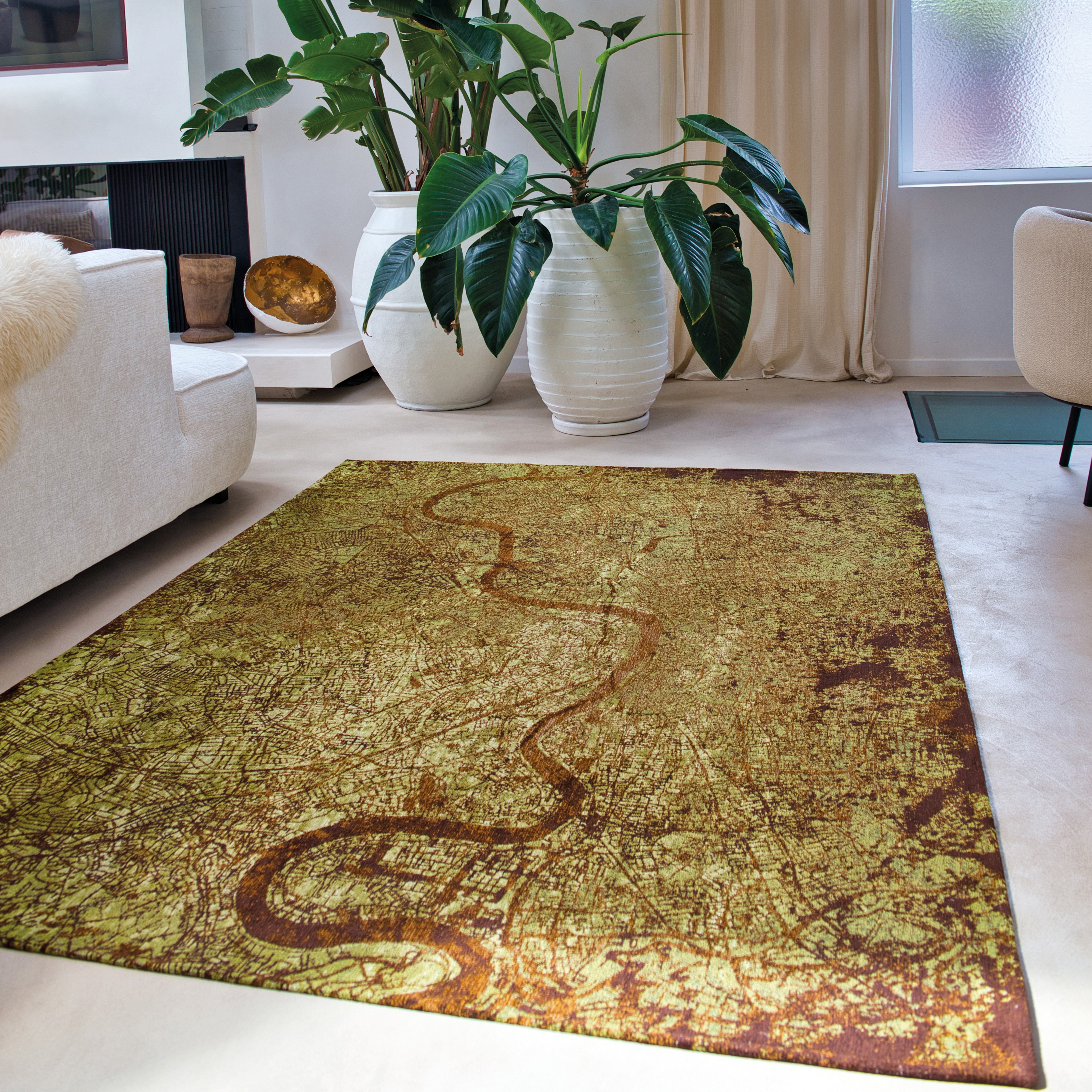 Louis De Poortere Designer London Rugs In 9320 Green Meadows